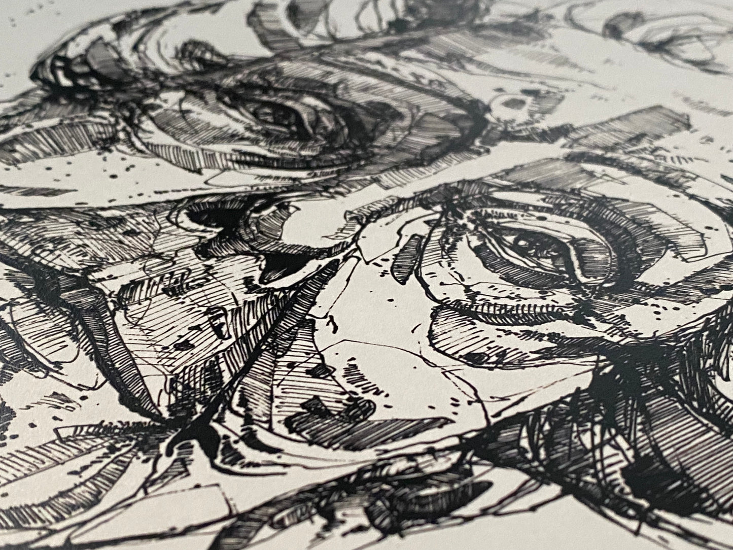 Old wise woman - ink drawing