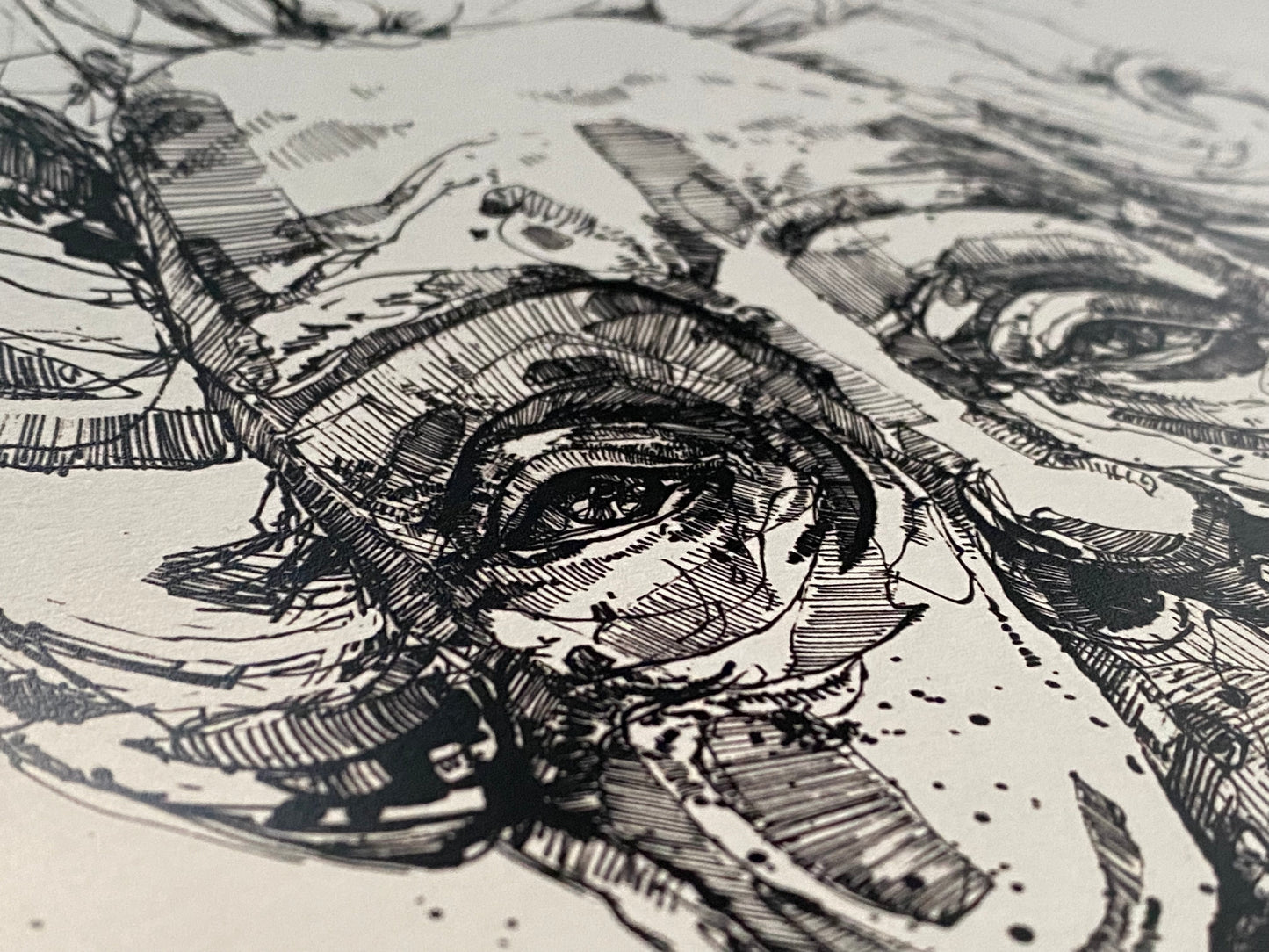 Old wise woman - ink drawing