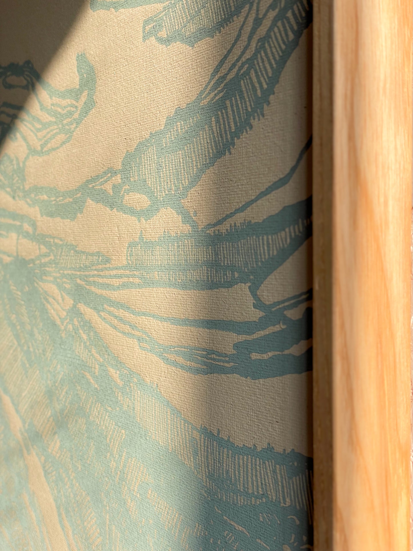 Die Blaue Perspektive - Handgemachter Linoldruck