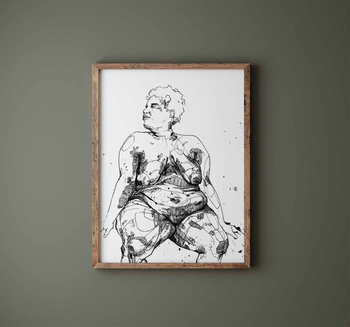 Round woman - ink drawing