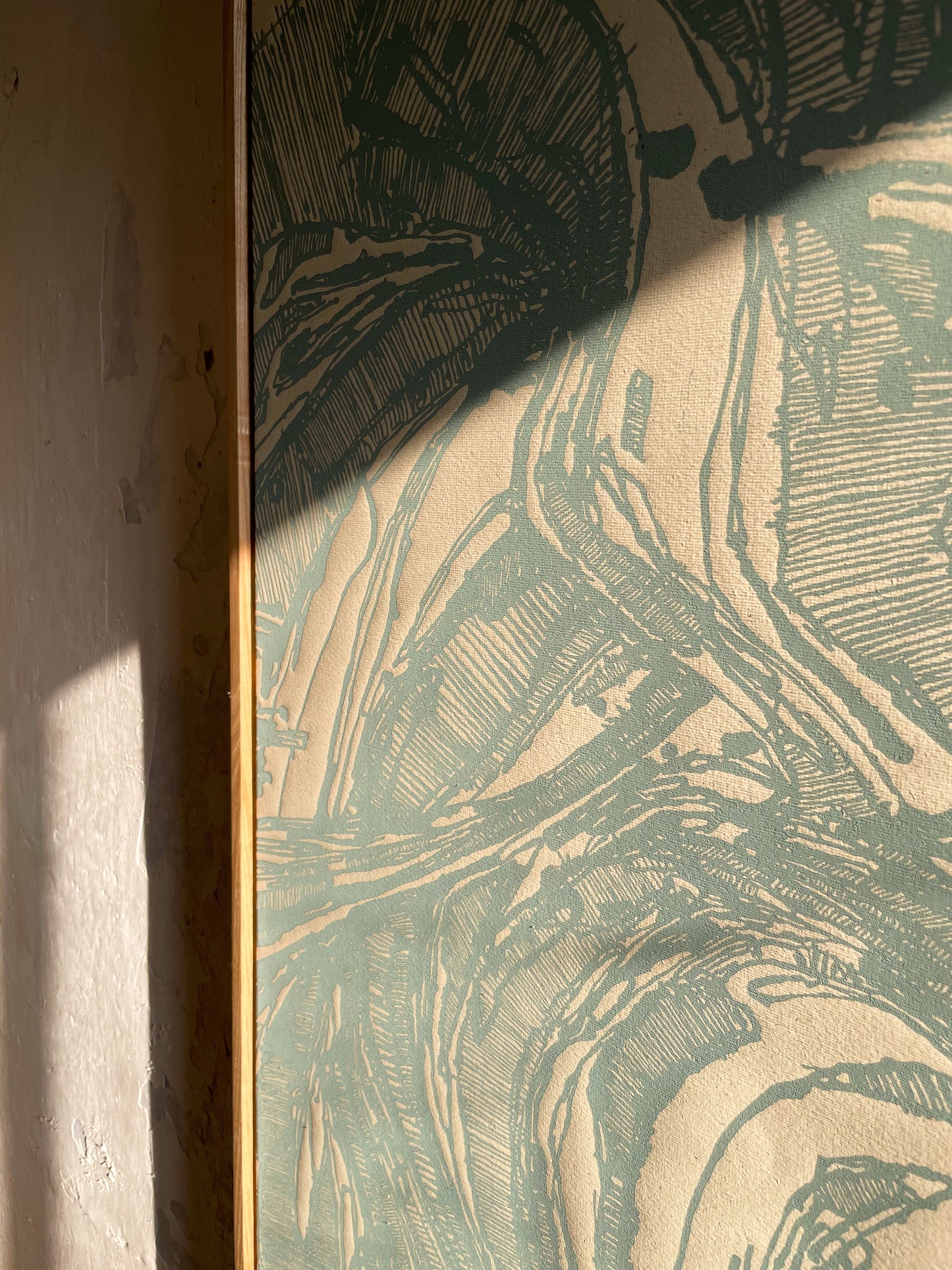 Die Blaue Perspektive - Handgemachter Linoldruck