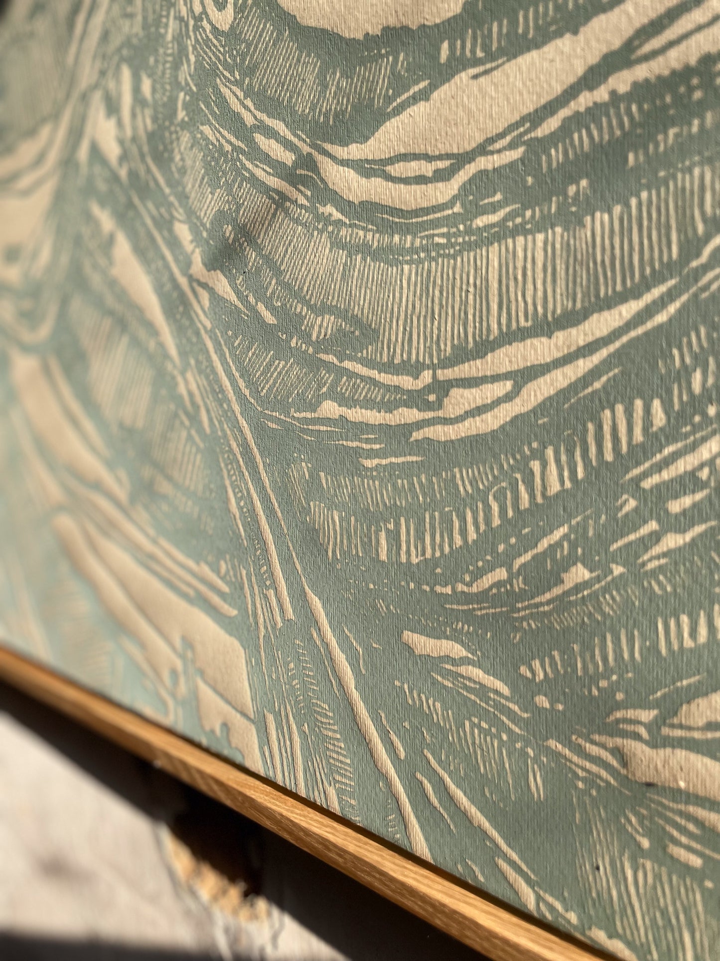 Die Blaue Perspektive - Handgemachter Linoldruck